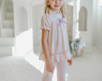 Blush Girls Pajama Set: Soft Two Piece Sleepwear, Toddler Ballet Style PJs