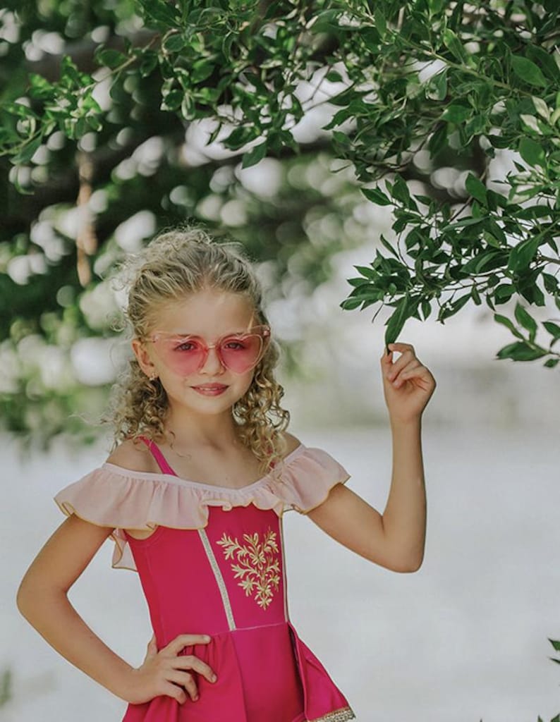 Boutique princess swimsuit for girls designed for Disney vacations and beach trips