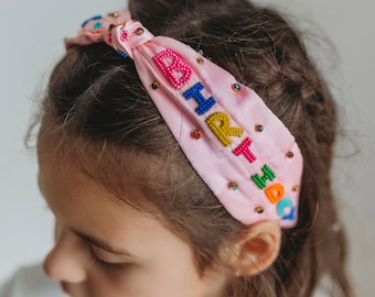 Happy birthday headband,Birthday Outfit,girls headband,custom,boutique,Toddler headband, photography prop, gifts for girls,cake smash,pink