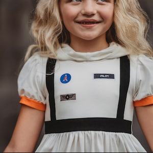 READY TO SHIP,Astronaut costume, halloween,Sally Ride,flight suit,Astronaut outfit,girls twirl dress,space outfit,pageant,space party image 2