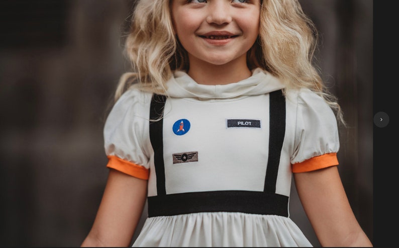 READY TO SHIP,Astronaut costume, halloween,Sally Ride,flight suit,Astronaut outfit,girls twirl dress,space outfit,pageant,space party image 2