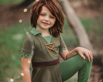 READY TO SHIP,Peter Pan Costume,Peter Pan shirt,Halloween Costume,Theater Costume,Disney Cosplay,Disney Family Outfit,Kids Dress Up Costume