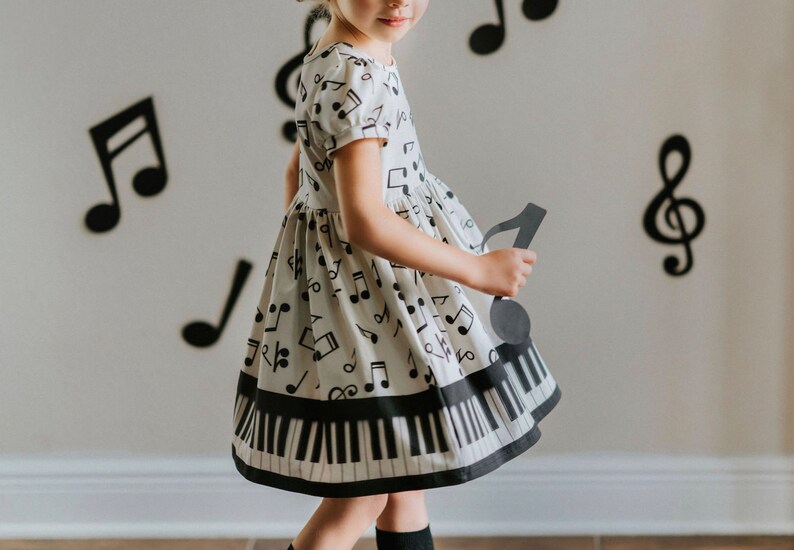 Piano dress,hobby dress,twirl dress,girls dress,toddler dress,piano,twirl,girls twirl dress,recital dress,preformance,piano recital dress image 2