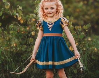 Merida princess twirl dress,girls cotton costume,disney cosplay,disney family outfit,girls dress,toddler princess dress,brave dress,movie