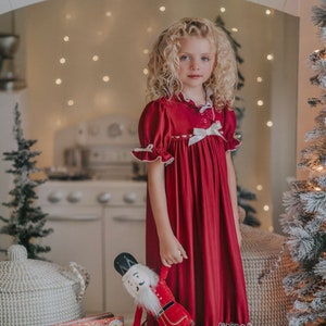 night dress christmas Women Christmas Nightgown Long Sleeve Zipper Front Robes Full Length Xmas Plaid Graphic Pajama Dress Loungewear (M, Red)