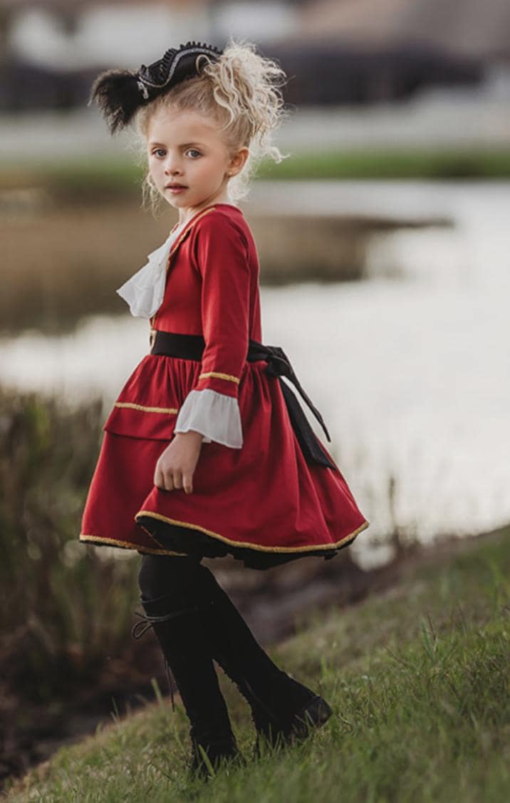 Costume De Pirate Complet Pour Enfant - Robe, Chapeau, Masque Et Épée - Déguisement Fille (Taille L/XL)
