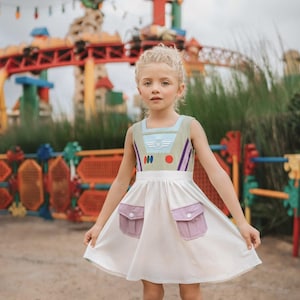 Girls Disney Bounding Dress,Toy Story Land Outfit, Buzz Lightyear Twirl Dress,Machine Washable Costume,Pretend Play Waldorf Toy,Halloween