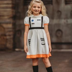 READY TO SHIP,Astronaut costume, halloween,Sally Ride,flight suit,Astronaut outfit,girls twirl dress,space outfit,pageant,space party image 5