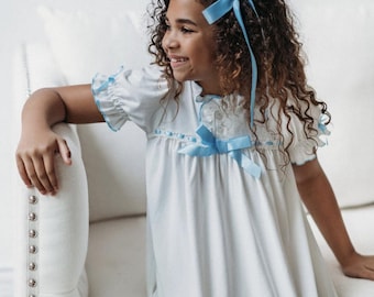 LISTO PARA ENVIAR, vestido cascanueces azul de Clara, desayuno con santa, camisón navideño de mañana, estilo vintage para niñas, disfraz de ballet de Clara