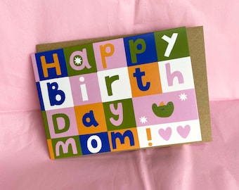 Happy birthday mom! Frog patchwork greeting card