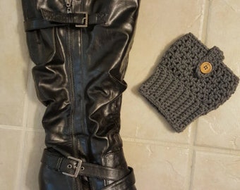 Women's Boot Cuffs with Wood Button Accent