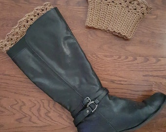 Boot Cuffs with Shell Crochet Accent