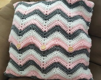 Crochet Chevron Ripple Pillow Cover