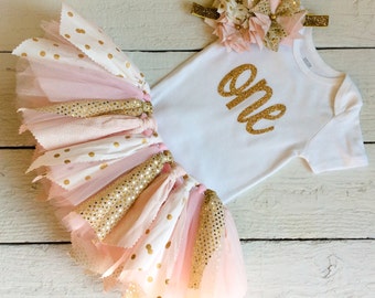 Ballerina birthday, pink and gold tutu, pink and gold fabric tutu, pink tutu, cake smash tutu, birthday tutu, gold tutu, first birthday tutu