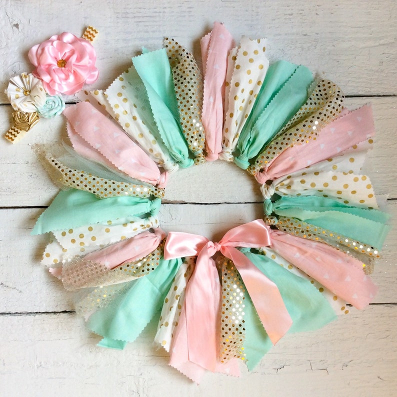 Pink and mint tutu,Cake smash outfit,pink mint and gold tutu,mint and pink fabric tutu, birthday outfit,cake smash tutu,mint tutu, pink tutu image 2