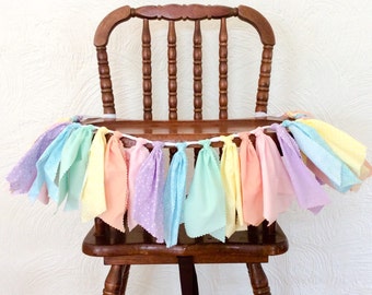 Unicorn garland , unicorn first second birthday , Pastel rainbow garland, pastel rainbow high chair garland