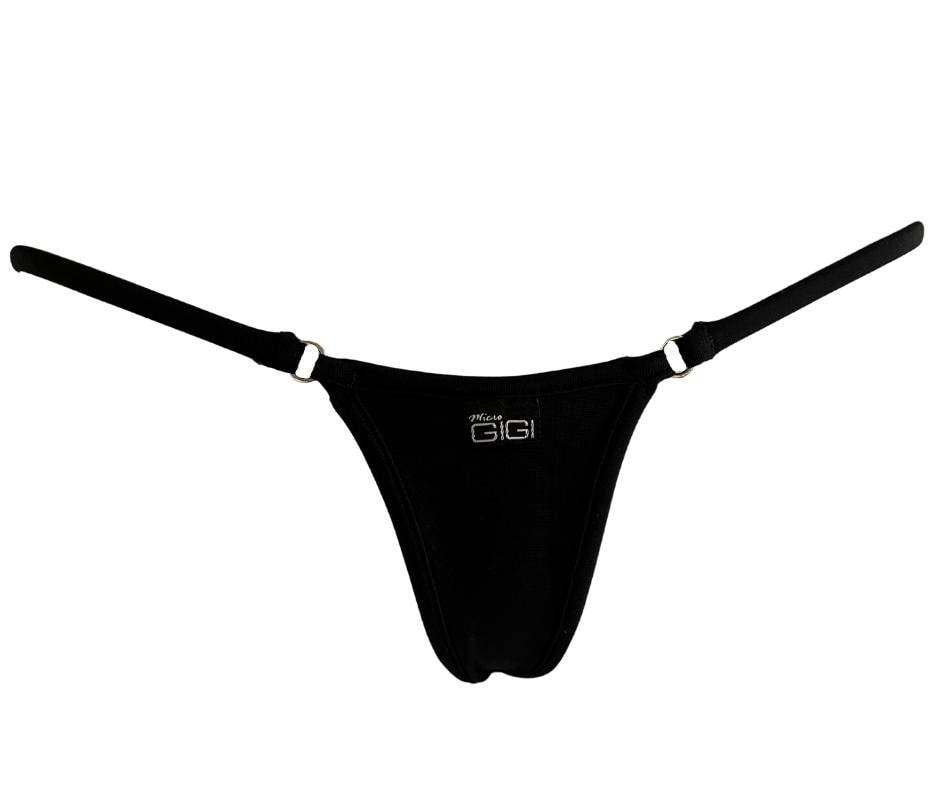 Micro Black Bikini Bottom, Gstring String Swimwear, Black Extreme — free download
