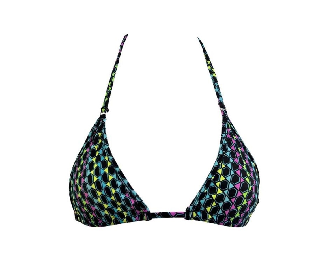 EDM Black Micro Bikini String Swimwear, Black Minimal Coverage Bikini Top, Micro Bikini, Black