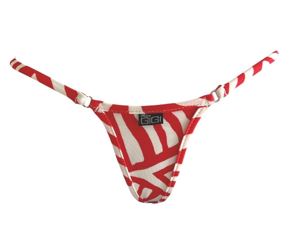 Calypso Micro Thong Bikini String Swimwear, Red Zebra Print Minimal ...