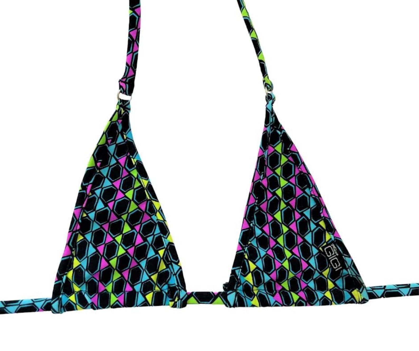 EDM Black Micro Bikini String Swimwear, Black Minimal Coverage Bikini Top, Micro Bikini, Black