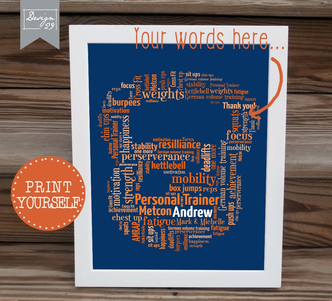Kettlebell Your Words Form a Kettlebell Gym Coach Personal Etsy