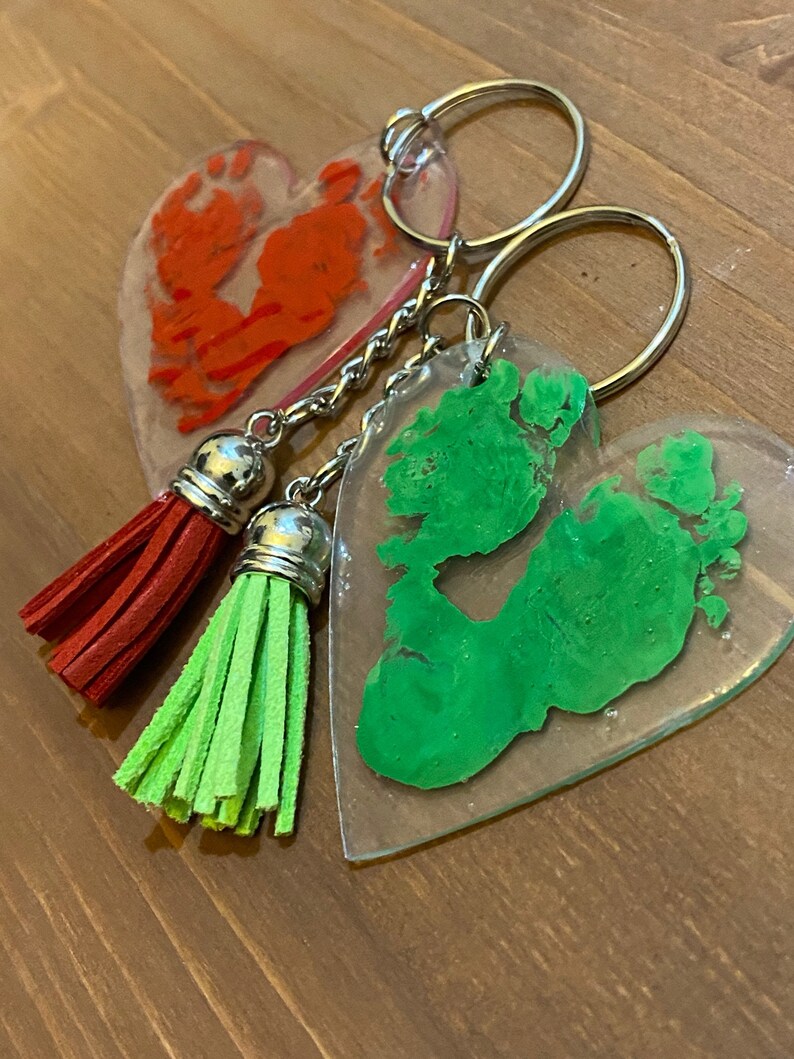 Baby Footprint Keepsake, DIY Shrink Art Keychain, Baby Footprint Art