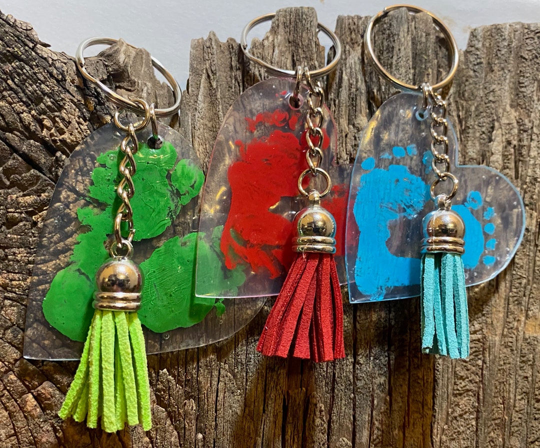Baby Footprint Keepsake, DIY Shrink Art Keychain, Baby Footprint Art
