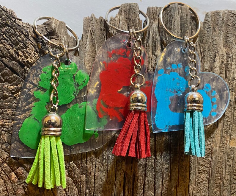 Baby Footprint Keepsake, DIY Shrink Art Keychain, Baby Footprint Art