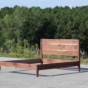 Solid Walnut King Bed Frame, Mid-century Modern Bed, handmade furniture, minimalist furniture, handmade decor, handmade bed, wood bed