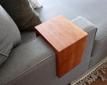 Mesa de sofá de madera maciza de cerezo, mesa para ordenador portátil, mesa auxiliar, mesa de sofá, mesa con reposabrazos