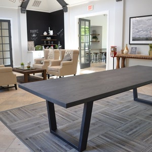 Modern Dining Table with Tapered Legs, Hardwood and Steel