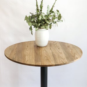Modern Round Hackberry Pub Table with Black Steel Legs   |   Bar or Standard Height