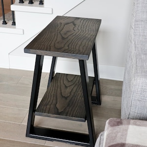 Tapered modern side table, metal and wood table, living room table, handmade furniture, minimalist furniture