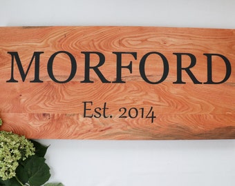 Solid Wood Last Name Wedding Established Sign, White or Black Paint, Solid Locust Sign, Wall Art, Wall Decor, Handmade Gift