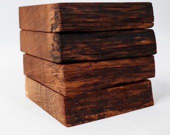 Set of 4 Live Edge White Oak Coasters