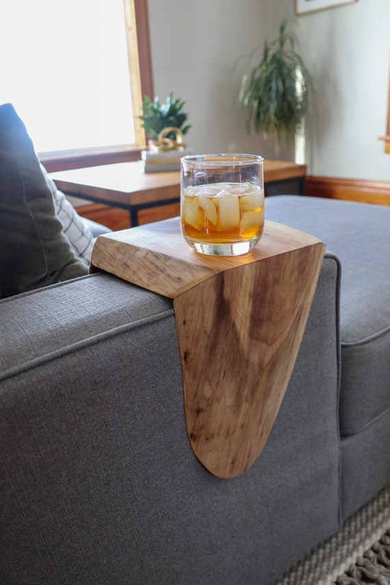 Walnut Waterfall Armrest Table Laptop Table Side Table Sofa Table Armrest Table Wood Table Etsy