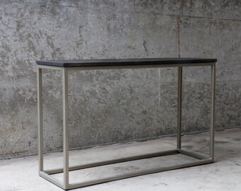 Modern Metal & Wood Entryway Console Table, industrial sofa table, living room tv stand