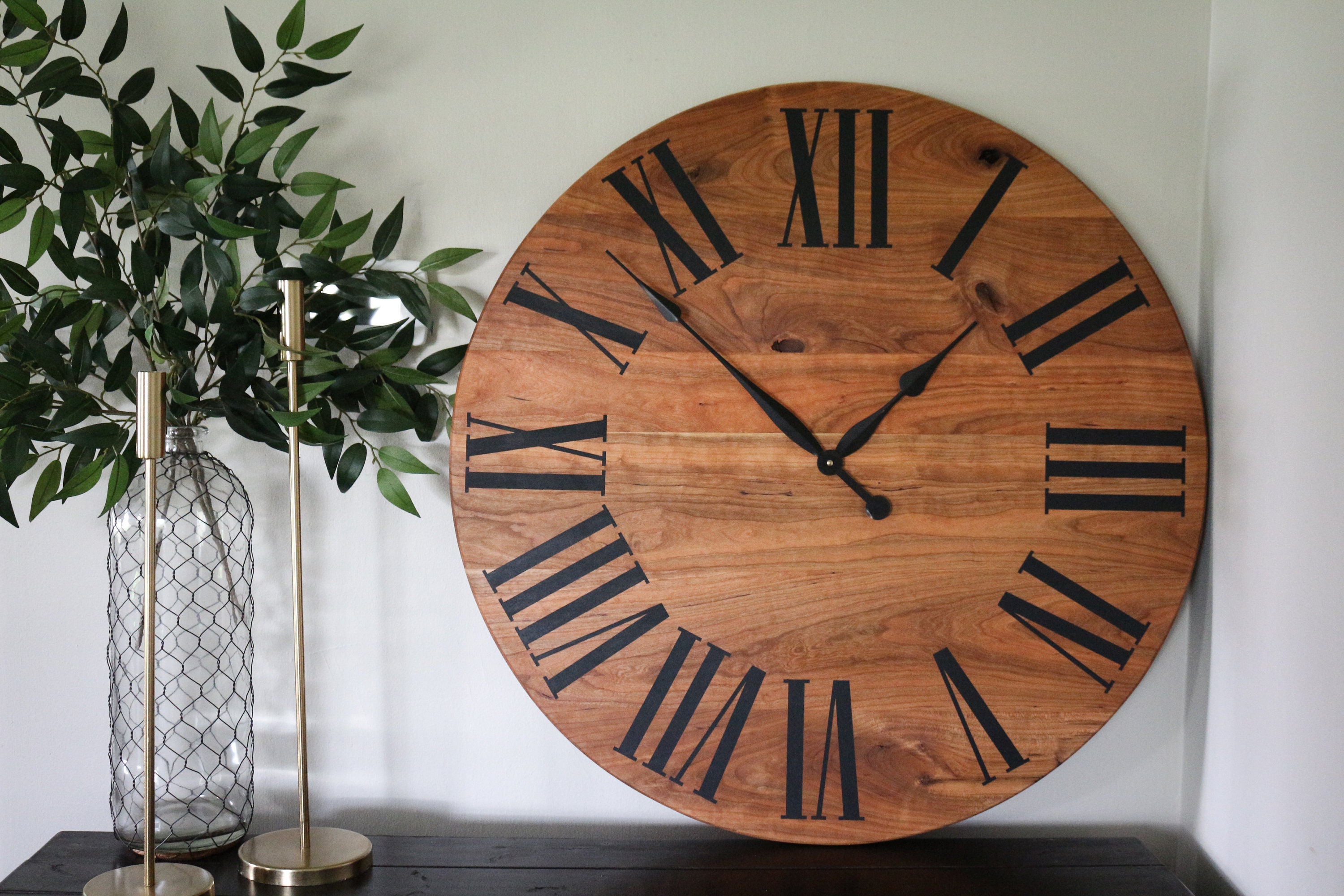 Cherry Wall Clock Hardwood Clock Wooden Clock Wood Clock Etsy