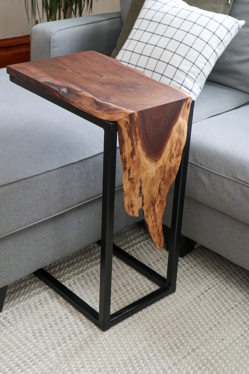 Live-edge walnut waterfall C-Table, gift for her, gift for him, home furniture, handmade decor, modern table, home gift, wood furniture image 5