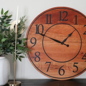 Cherry wall clock, 30&quot; cherry clock, wooden clock, hardwood clock, gift for her, gift for him, modern home decor, wall decor, wall art