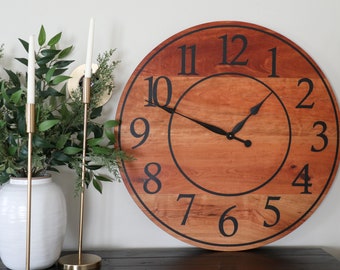 Cherry wall clock, 30" cherry clock, wooden clock, hardwood clock, gift for her, gift for him, modern home decor, wall decor, wall art