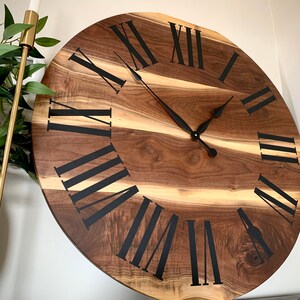 Live Edge Walnut Clock, Wooden Clock, Large Wall Clock, Decor, Wall ...