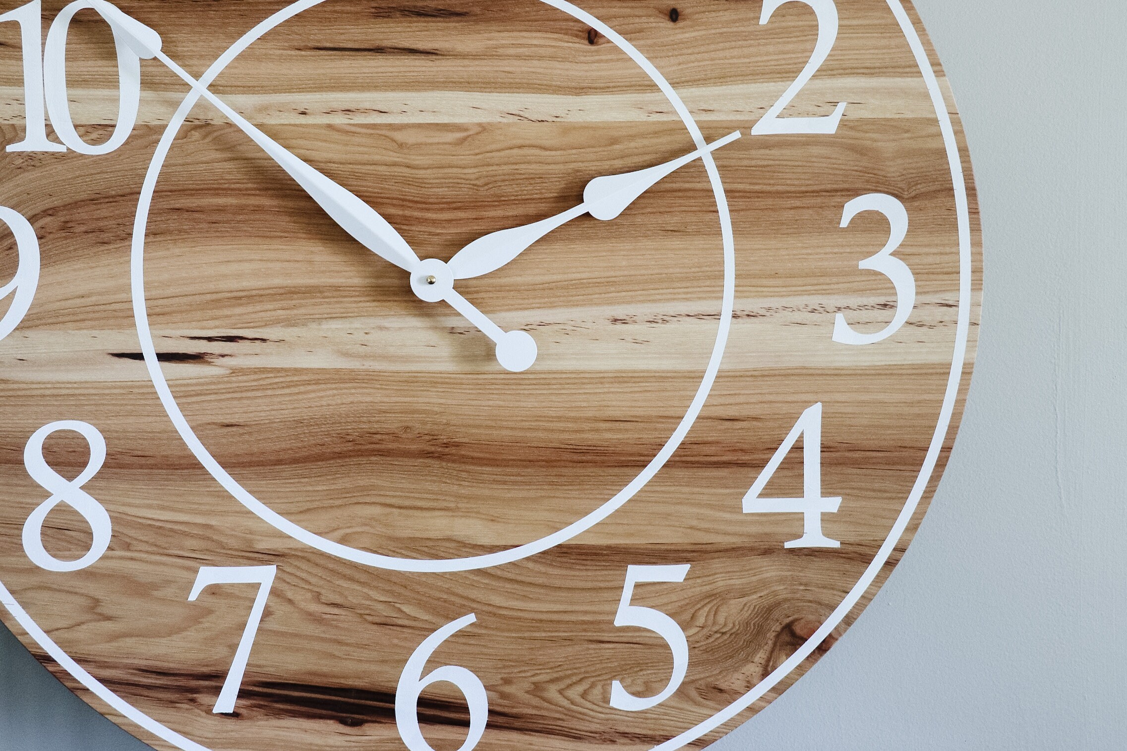 Hickory Wood Clock Regular Numbers Wooden Clock Large Wall Etsy