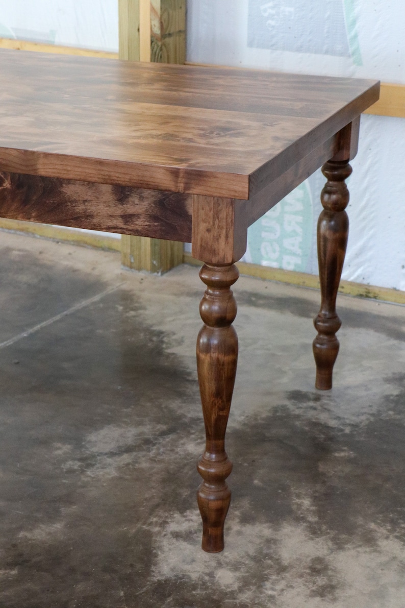 Mesa de comedor Alder Farmhouse con patas estrechas de 3, regalo para ella, regalo para él, muebles para el hogar, decoración hecha a mano, mesa de comedor moderna imagen 8