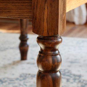 Farmhouse Dining Table Pine Wood Table Turned Legs image 6