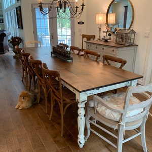 Modern Dining Table, White-distressed painted, Wooden Dining Table, Traditional Style, Farmhouse Table, Unique Dining Table, Handmade Table image 5