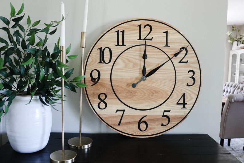 Ash Clock Ash Wood Clock, Wooden Clock, Large Wall Clock, Home Decor, Wall ...