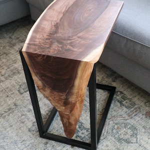 Live-edge walnut waterfall C-Table, gift for her, gift for him, home furniture, handmade decor, modern table, home gift, wood furniture image 6