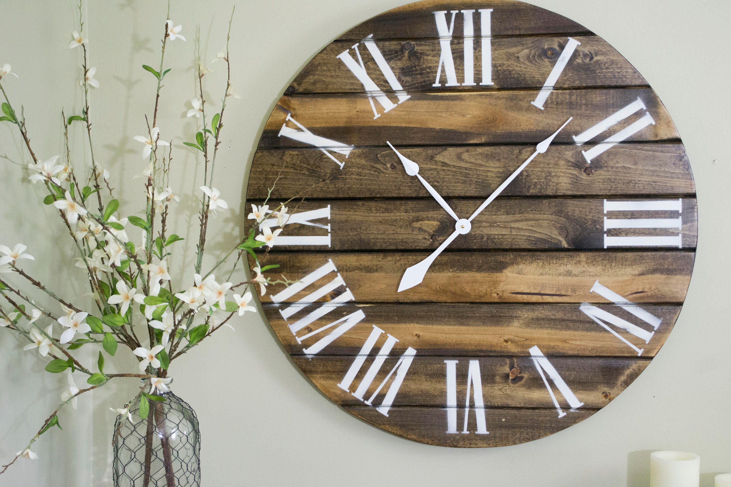 Oversized Wall Clock Big Wall Clock Roman Numeral Large Etsy