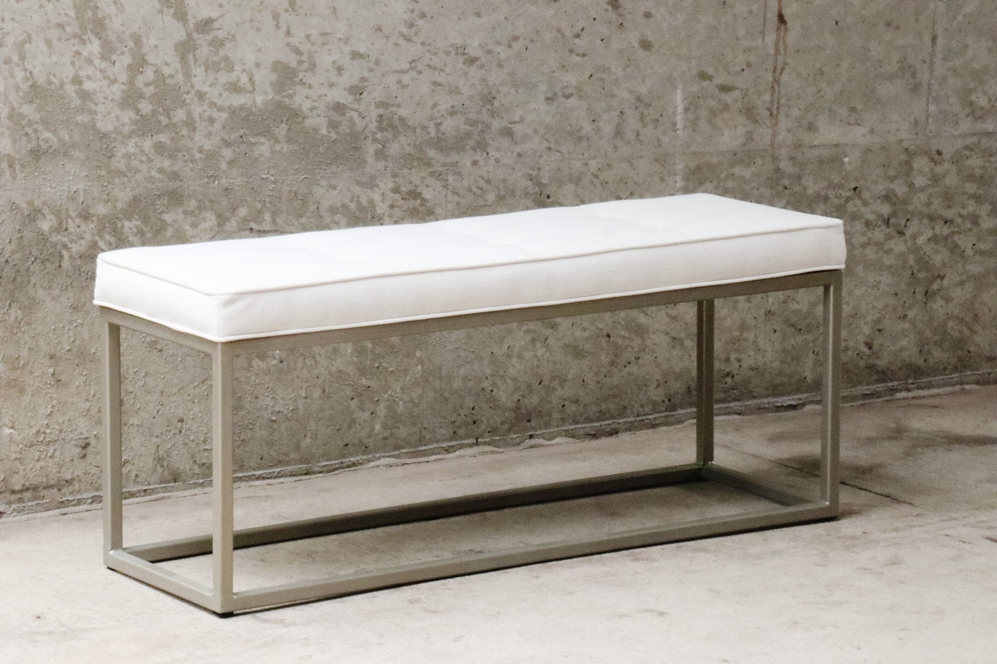 Tufted Upholstery Bench with Gold Metal